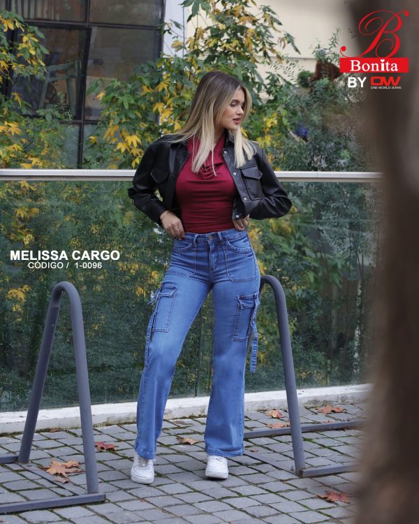 Jeans Cargo Mujer Bonita Baby Melissa Azul Bolsillos Laterales - SKU 1-0096