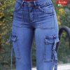 Jeans Cargo Mujer Bonita Baby Melissa Azul Bolsillos Laterales - SKU 1-0096