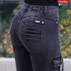 Jeans Cargo Mujer Melissa Negro Bolsillos Laterales - SKU 1-0097