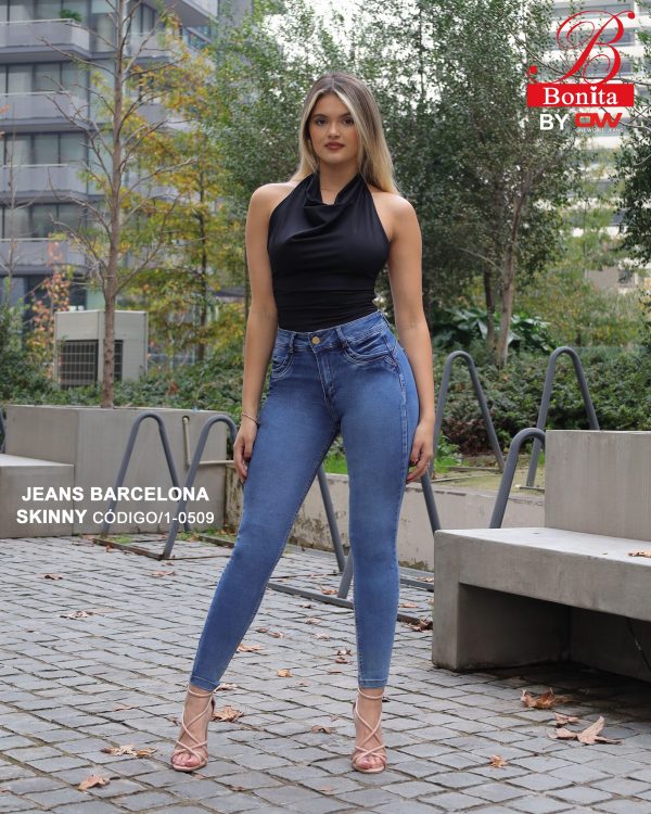 Jeans Skinny Mujer Barcelona Azul Tiro Alto - SKU 1-0509