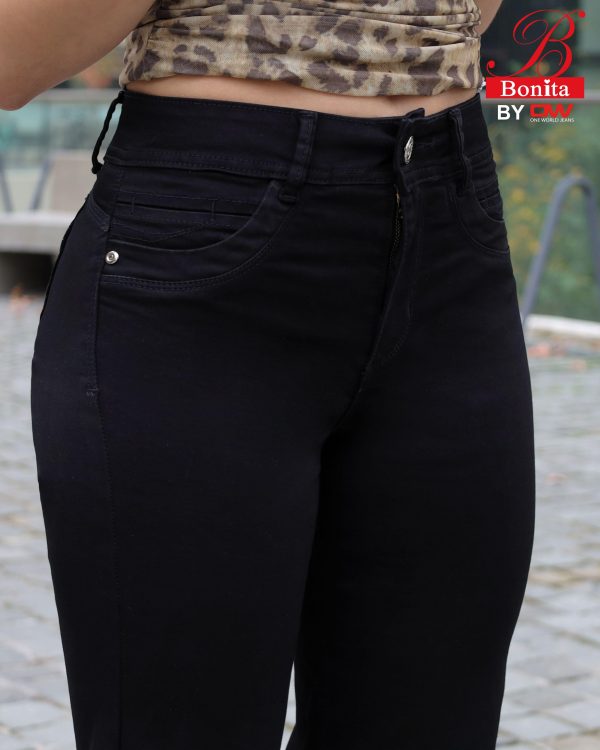 Jeans Recto Mujer Bonita Baby Negro Tiro Alto - SKU 1-0091