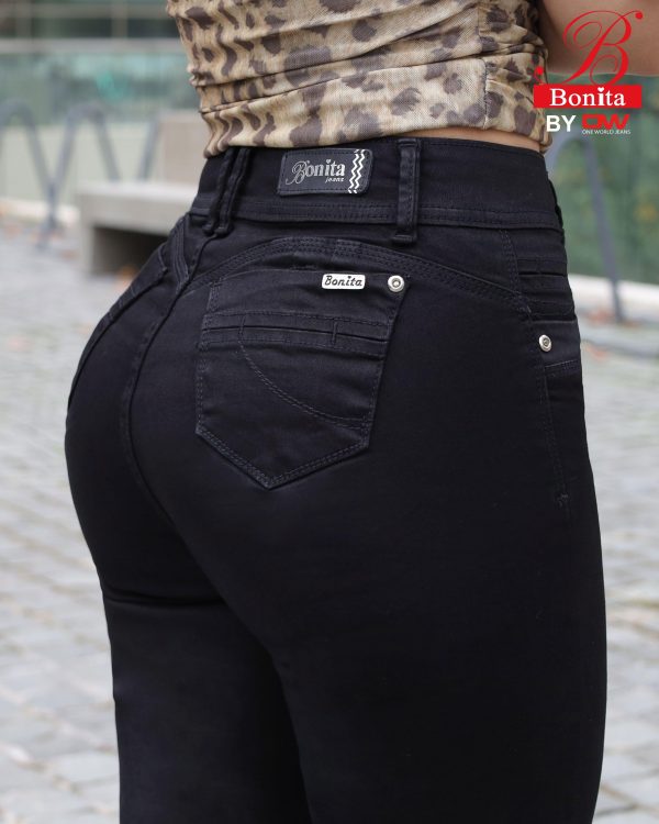 Jeans Recto Mujer Bonita Baby Negro Tiro Alto - SKU 1-0091